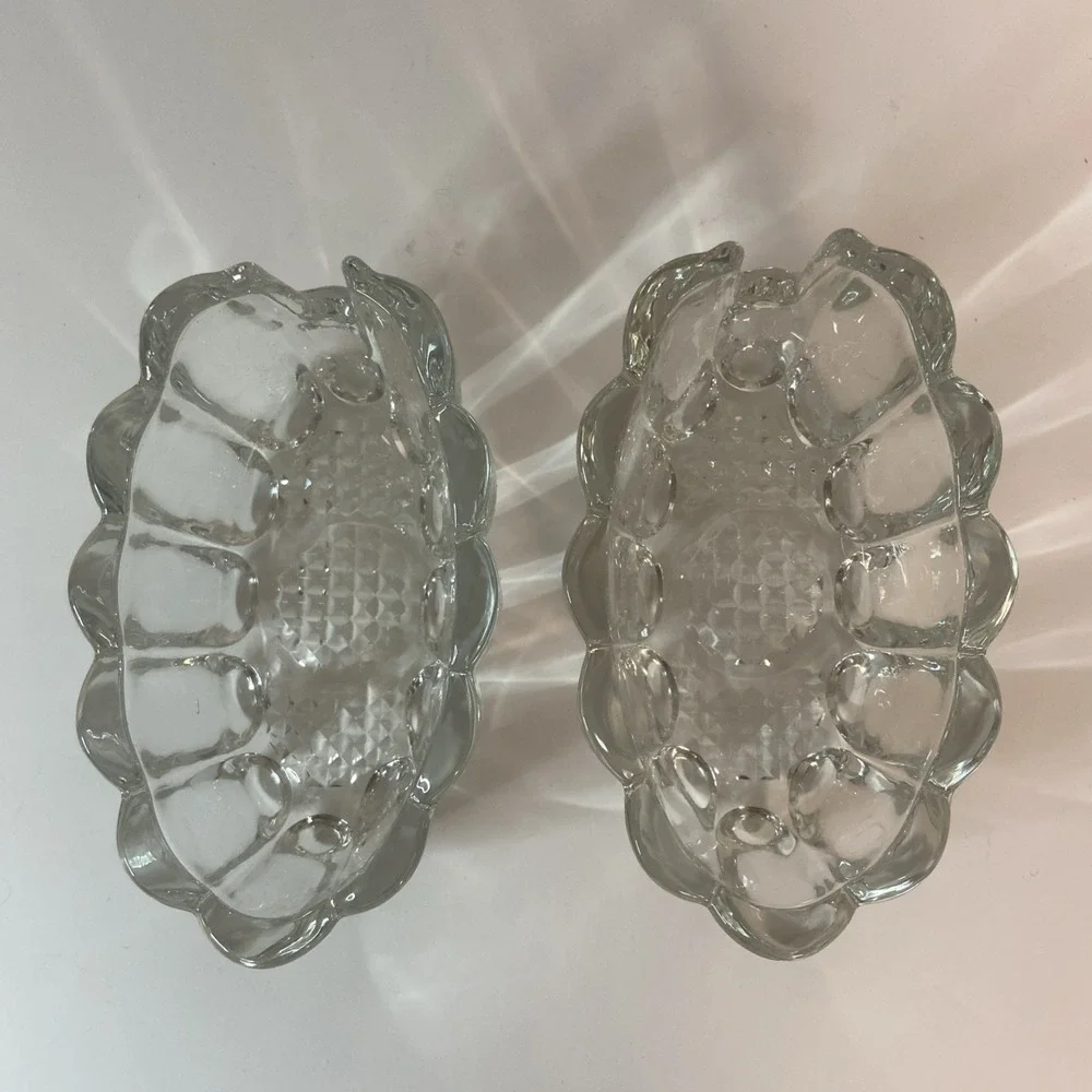 Set of 2 Vintage #438 Princess House Pressed Glass Utensil Spoon Rest Holder NIB